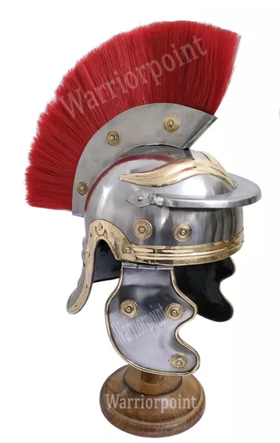 Medieval Roman Imperial Gallic Centurion Armour Red Plume Helmet Free Hel. Stand