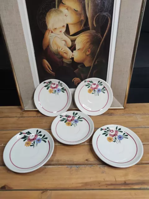 5 Coupelles Sous-tasse Porcelaine Sarreguemines modèle Chatenois
