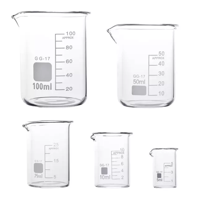 Becherglas 100Ml 50Ml 25Ml 10Ml 5Ml Messbecher Set, Labor, Kochen, Backen Chemie