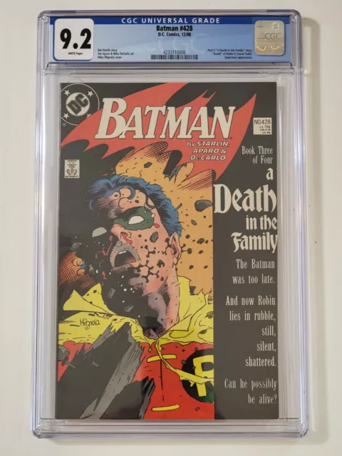 Batman 428 CGC NM 9.2 NM- Death of Robin, Jason Todd DC Mignola 1988 Jim Starlin