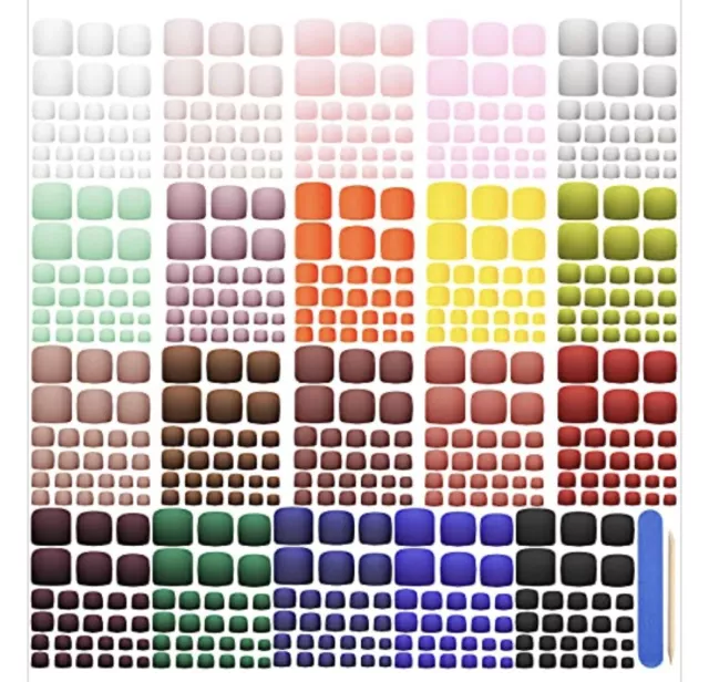 JOB LOT. 30 Packs - Fake Toenails (20 Sets Different Colours Per Pack)