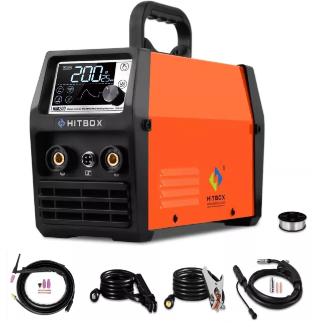 HITBOX 4 IN 1 140Amp MIG Inverter Welder Gasless 220V MMA Lift TIG W/Tig Torch