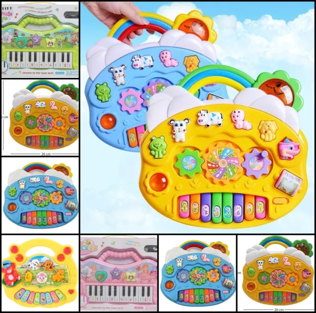 Kids Rainbow Piano, Baby Musical & Educational Toy With Sounds & Lights Games UK