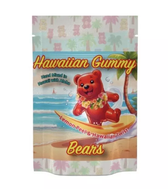 Hawaiian Gummy Bears 3-Pack, Lemon Peel, Li Hing Mui Gummy New 2.2oz Bag