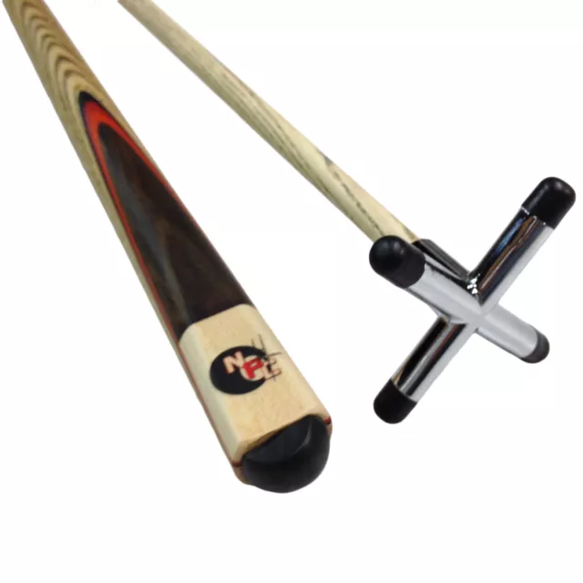FULL ASH With Red Wood Flame Pool Snooker Billiard Cue REST 1 x Chrome Rest