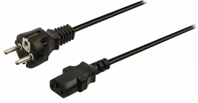 10m Schuko EU Power Cable Straight Schuko Male - IEC-320 C13 Black