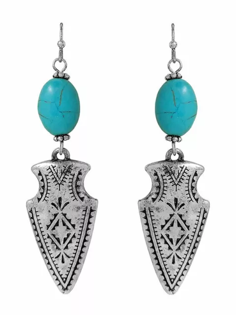 Horse & Western Jewellery Jewelry Native Usa Style Earrings Silver Turquoise