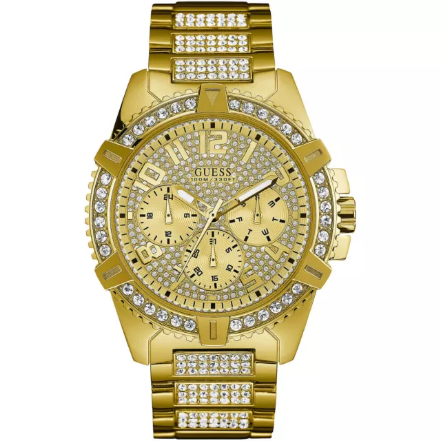 Herrenuhr GUESS FRONTIER W0799G2 Multifunktion Edelstahl Golden Swarovski