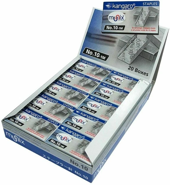 Staples Kangaro Regular Stapler Pins No.10 (1000 pins X 30 box) Métallique