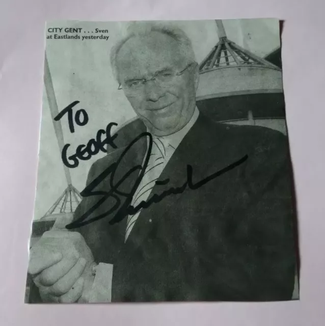 Manchester City Football Club Sven Goran Eriksson Signed B&W Magazine Photo Mcfc