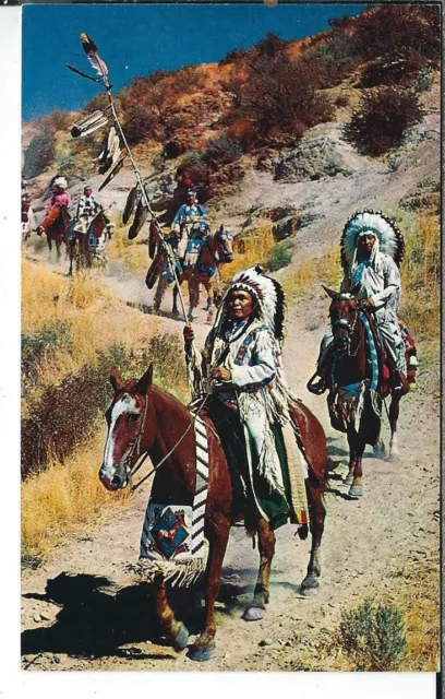 CH-146 Indian Procession at Rodeo, Ellensburg Rodeo Chrome Postcard