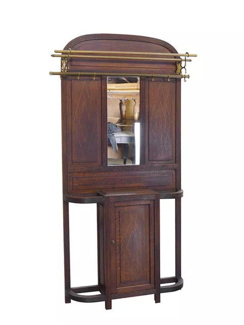 Garderobe Flurgarderobe Wandgarderobe Antik um 1920 Eiche B: 108 cm (11082)