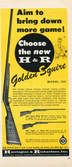 1964 Print Ad of Harrington & Richardson H&R Golden Squire Model 159 Shotgun