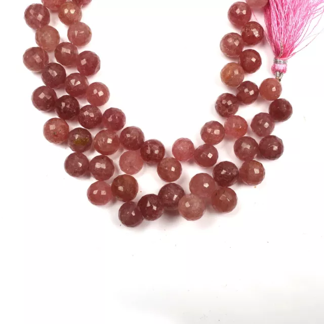 Tanzanian Natronite Beads, Strawberry Quartz Round Beads, 8 Inch 9-11 mm  Beads