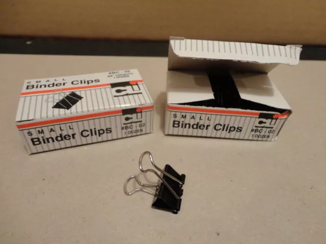 Lot of 2 Boxes of 12 Clips per Box CLI #BC-02 Small Binder Clips (24 Clips)