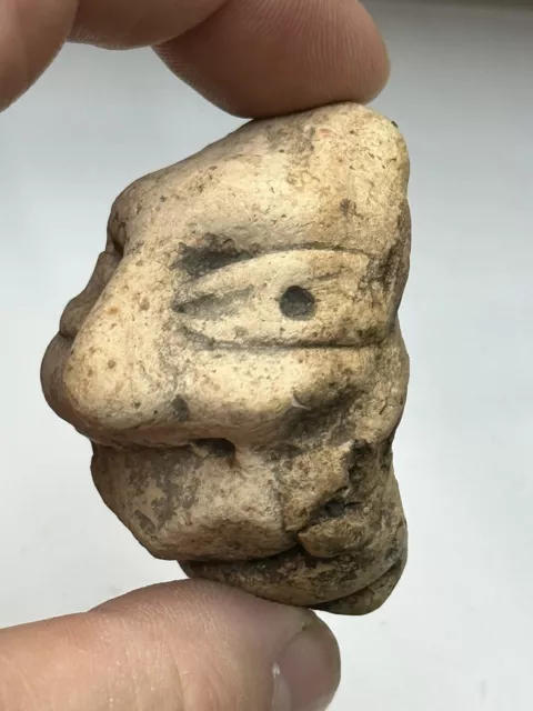 Very Nice Pre-Columbian Pottery OLD Face Human Head Effigy Statue Idol Doll