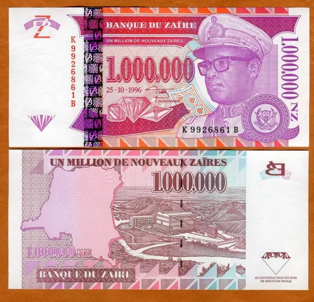 Zaire, 1,000,000 (1000000) Nouveaux Zaires, 1996, P-79, UNC