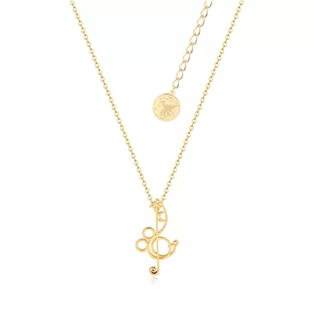 Disney Fantasia Mickey Mouse Treble Clef Necklace Yellow Gold