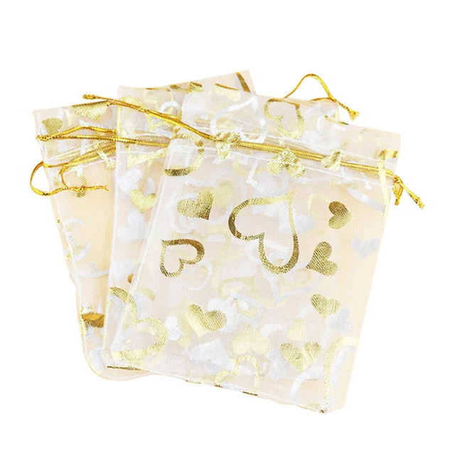 100 Pcs Blanche De Bébé Sacs D'emballage Pochettes À Bijoux En Maille