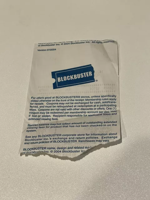 Vintage Blockbuster Receipt Collectible