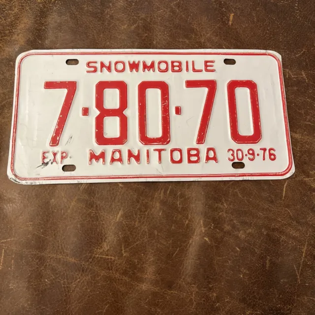 Vintage 1976 Manitoba SNOWMOBILE License Plate 7 80 70 Canada 🇨🇦