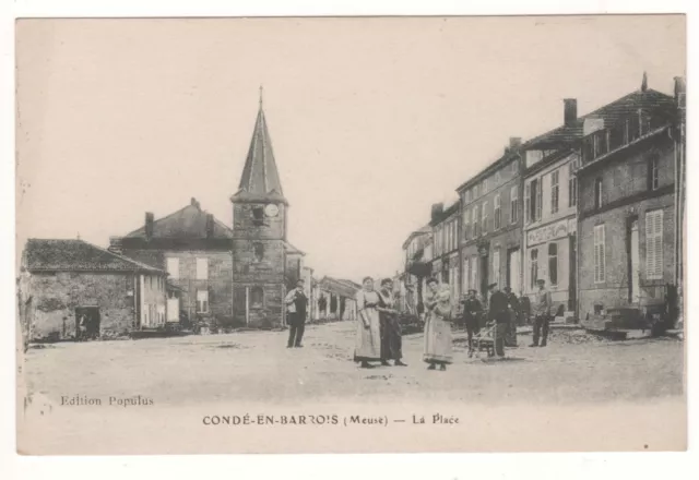 Cpa 55 - Condé-En-Barrois : La Place - Animée (Meuse) - Non Écrite