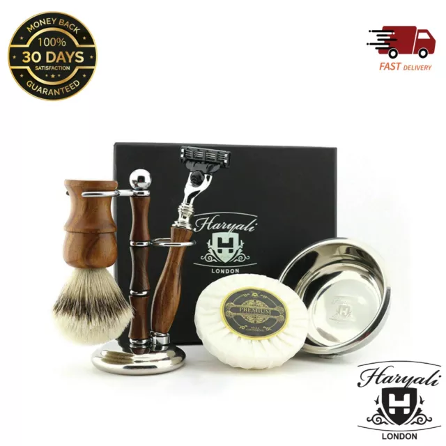 Men Shaving Set - SilverTip Badger Shaving Brush, Safety Razor & Stand Shave Kit