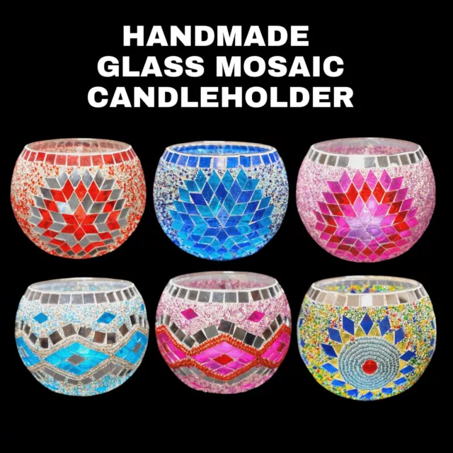 Handmade Glass Mosaic Candleholder - Turkish Style Candleholder