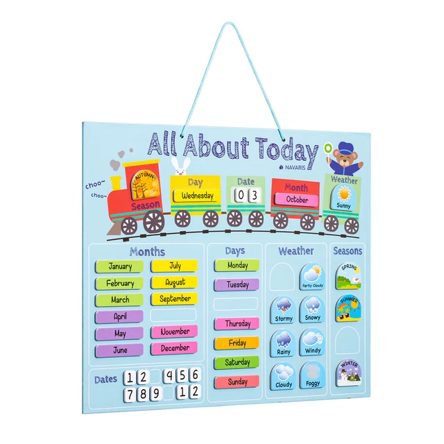 Kalender Tafel für Kinder Lerntafel Jahreszeiten Uhr Magnet Spiel Lernuhr