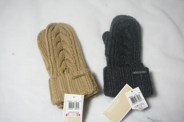 Michael Kors women knit gloves DARK GRAY CAMEL