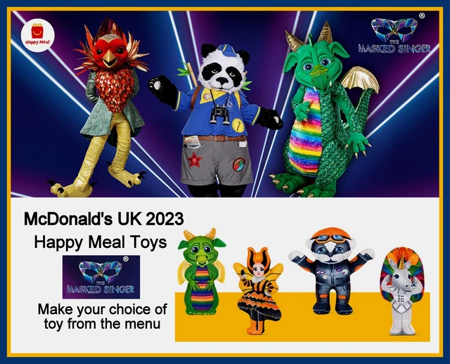 MCDONALD'S UK HAPPY Meal 2023 'THE MASKED SINGER' Brand New Plush Toys