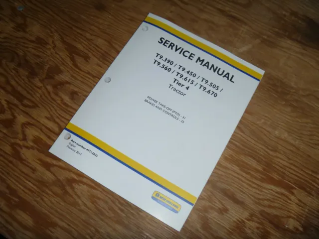 New Holland T9.615 T9.670 Tier 4 Tractor PTO Brakes Shop Service Repair Manual