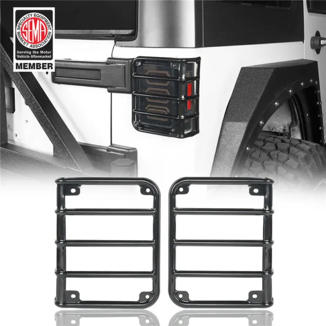 2x Rear Tail Light Covers Guards Protector Black For 2007-2018 Jeep Wrangler JK 