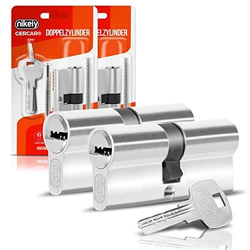 GERCAR Lot de 2 cylindres de serrure profilés 30/30 à fermeture identique avec 1
