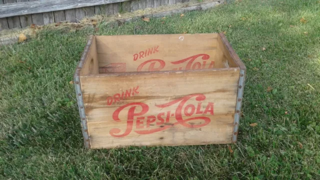 Vintage Drink PEPSI COLA Soda Drink Beverage Wooden Wood Advertising Crate
