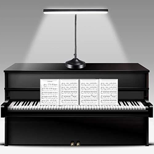 LED Piano Desk Lamp, 2-in-1 Bright Flexible Tall Table Lamp with Base & Clamp...
