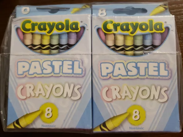 Lot of 2: Crayola Pastel Crayons - 8 Count - SPECIAL EDITION   Made in the USA