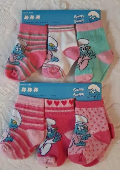 Lotto stock 6 paia calzini calze Puffi neonata bambina bimba numero 13/15 NUOVI