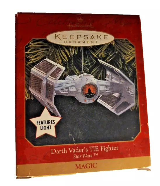 Hallmark Keepsake Magic Ornament Star Wars Darth Vader Tie Fighter 1999