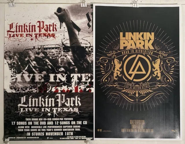 LINKIN PARK Live In Texas + Road To Revolution TWO 11x17"  PROMO Posters VG COND