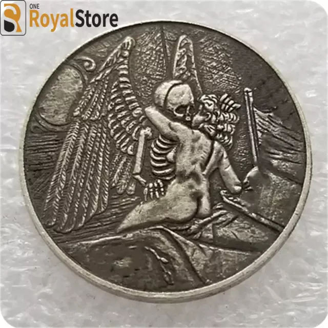 hobo nickel coin skull skeleton couple Coins Collectibles ENGRAVING ART gift