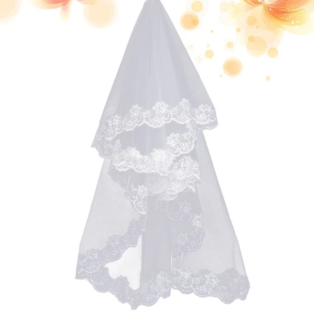 Lovunshou Voile de mariée simple et court avec peigne pour mariée, enterrement de vie de jeune fille, enterrement de vie de jeune fille, costume Chucky pour Halloween, fille, première communion, blanc