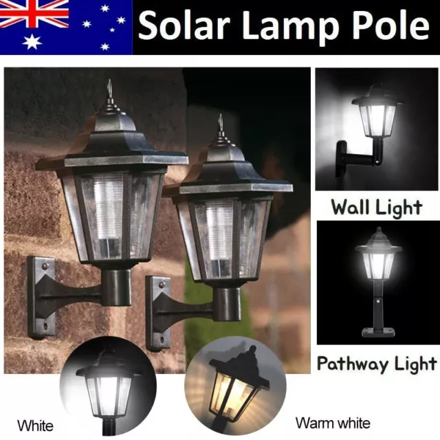 LED Solar Wall Lantern Light Outdoor Waterproof Landscape Garden Lamp Set of 2Pc