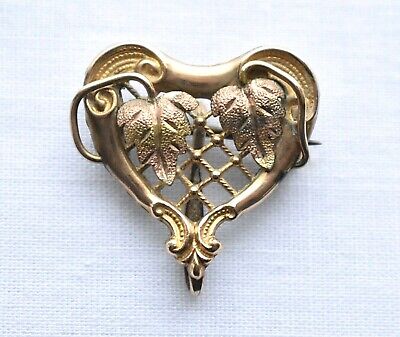 Art Nouveau Victorian Simmons Signed Gold Filled Scroll Pin Brooch Pendant