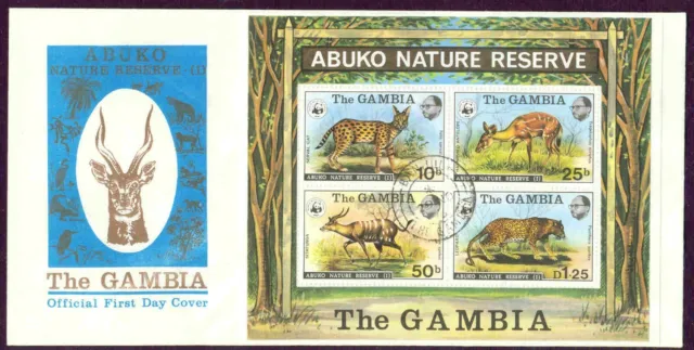 WWF Forerunner GAMBIA 1976 ENDANGERED ANIMALS ABUKO RESERVE -SS on local FDC
