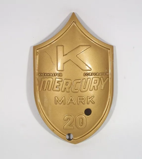 NOS Mercury Kiekhaefer Mark 20 Outboard Motor Gold Emblem