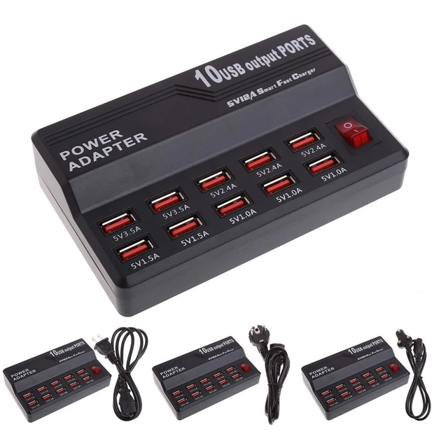 de téléphone portable 5V 12A Charge rapide Chargeur intelligent 10 ports USB