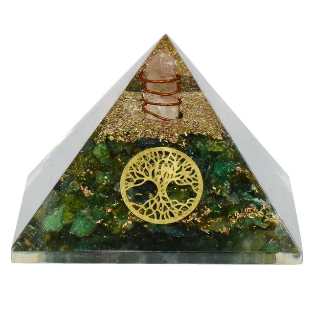 Green Aventurine Copper Coil Tree Of Life Crystal And Stones Orgonite Pyramid
