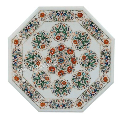 Look Marbre Café Table Haut Marqueterie Art Élégant Look Centre 68.6cm 