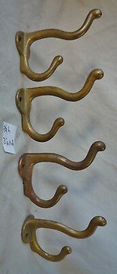 COAT HOOKS ANTIQUE clean brass plated/cast iron hat  have many (per Set of 4)